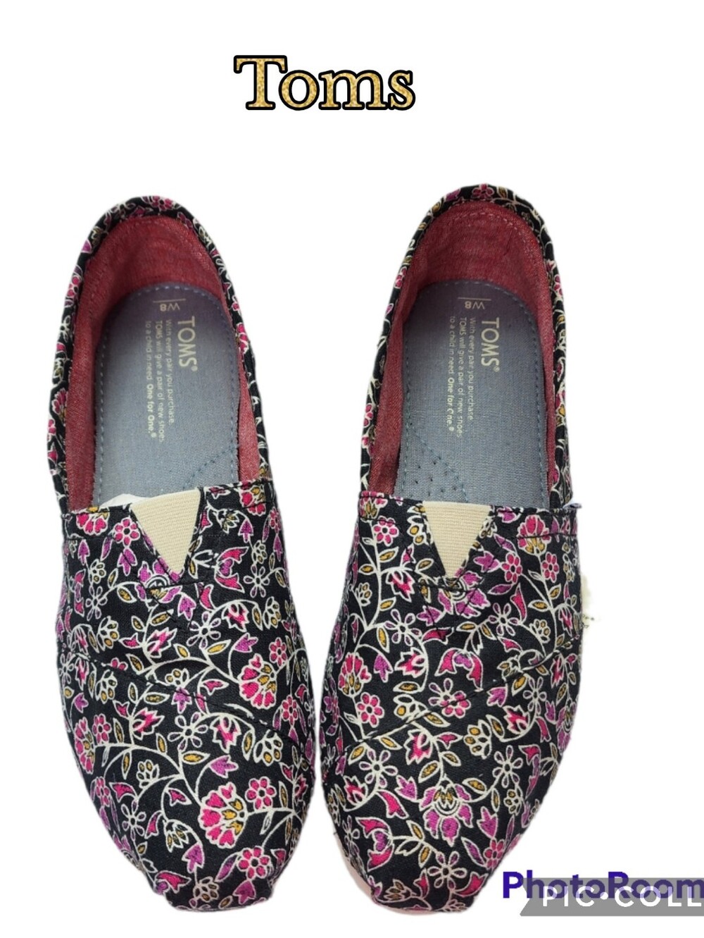 Toms canvas slip-on shoes floral soft comfortable size 8 nwt